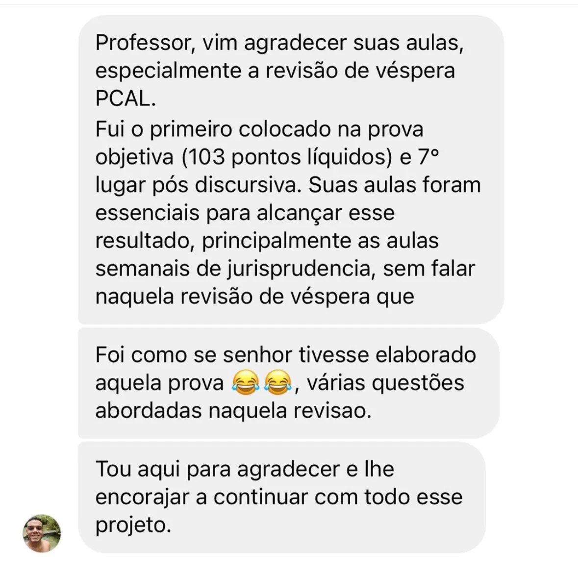 Depoimento de aluno aprovado