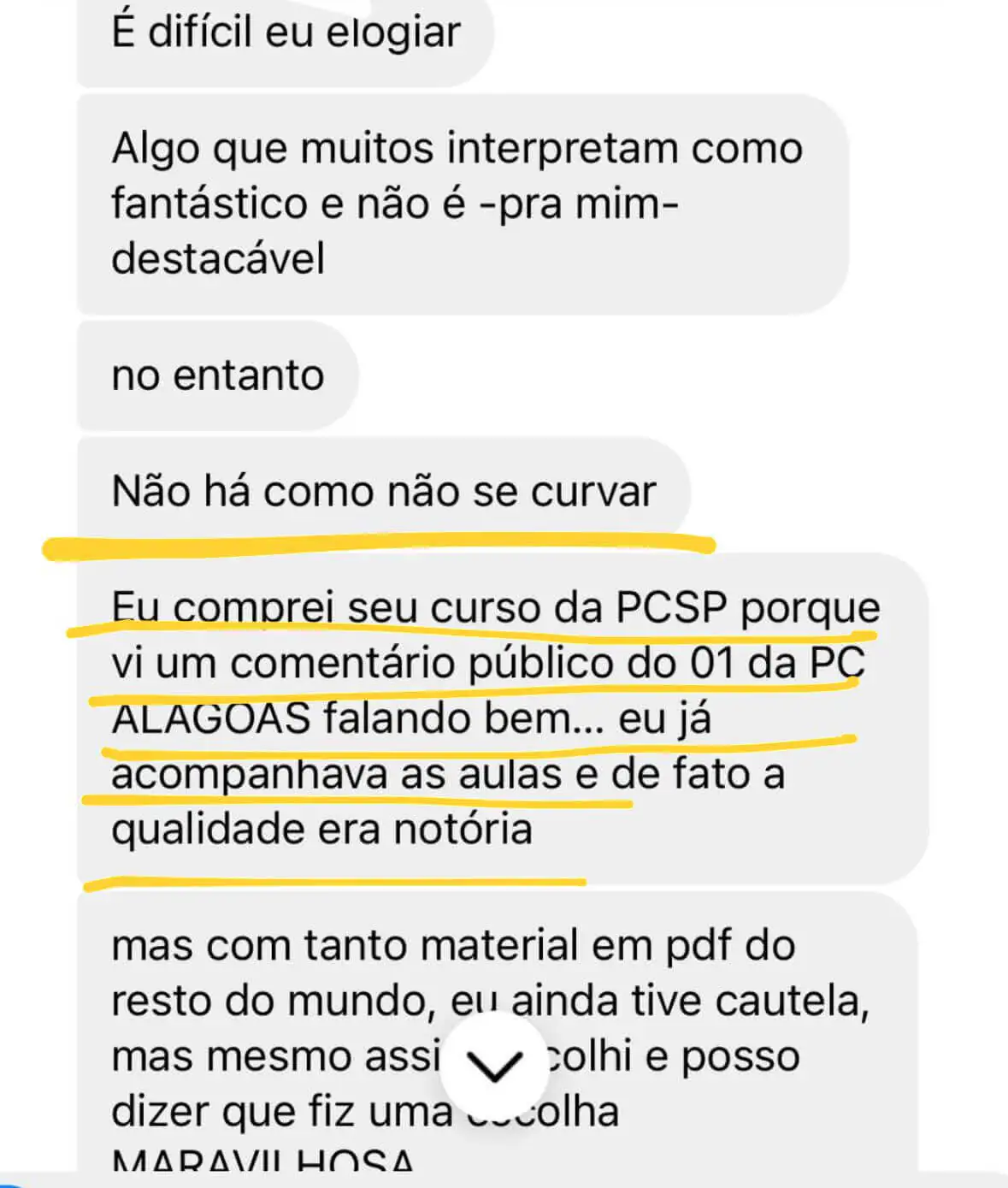 Depoimento de aluno aprovado