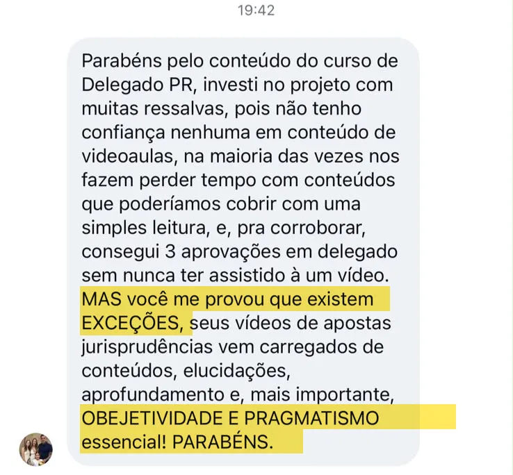 Depoimento de aluno aprovado