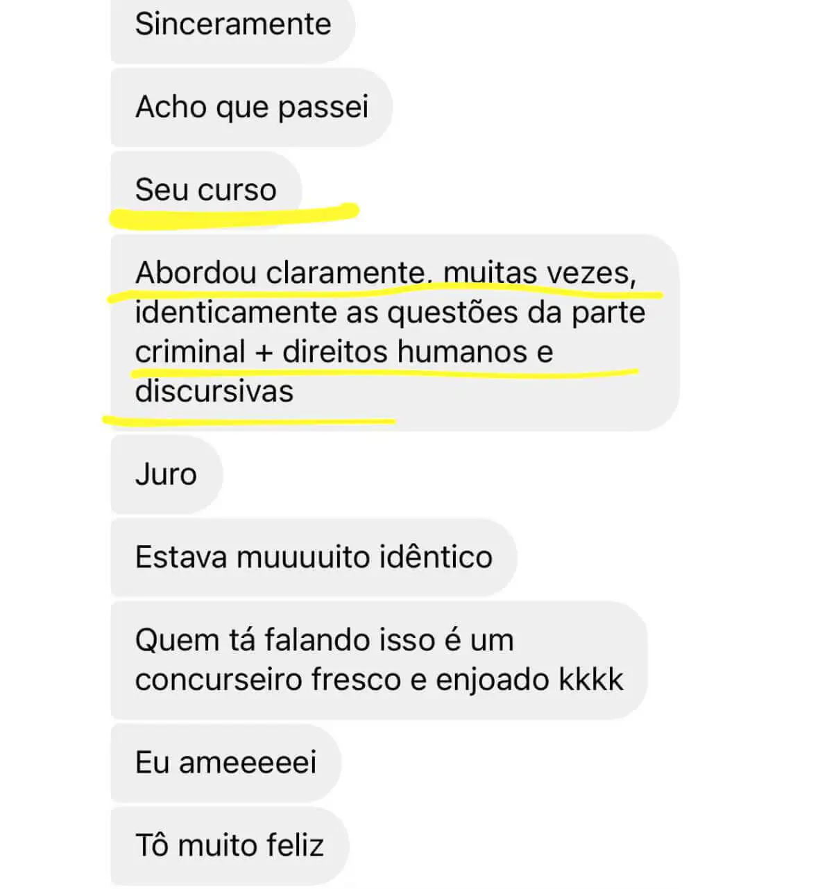 Depoimento de aluno aprovado